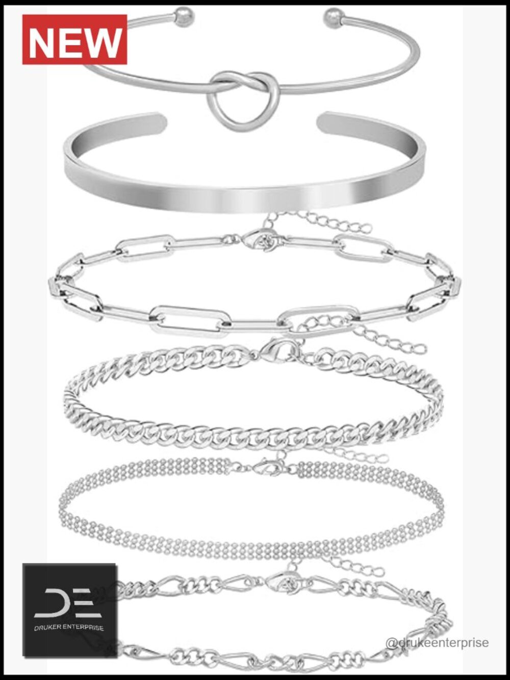 Golden Plated Cuff Bracelet Bangle Set Stackable Dainty Heart Knot Infinity